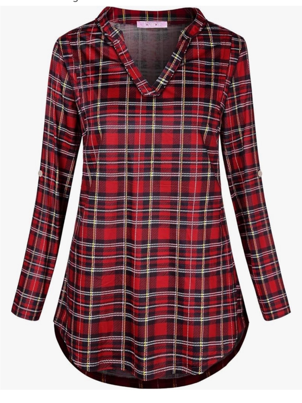 Maternity Red Plaid Rolled Long Sleeve Nursing Tops Tunic Blouses Breastfeeding